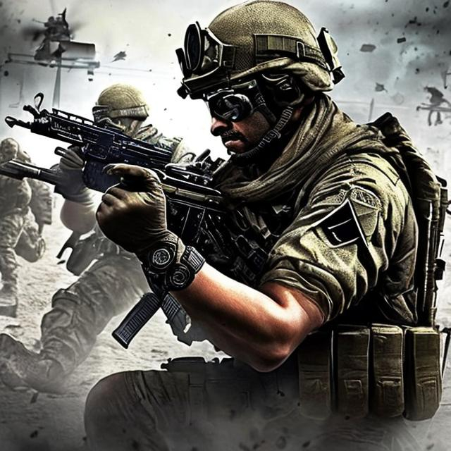 Prompt: next verision of call of duty  mobile soldiers hendsome
