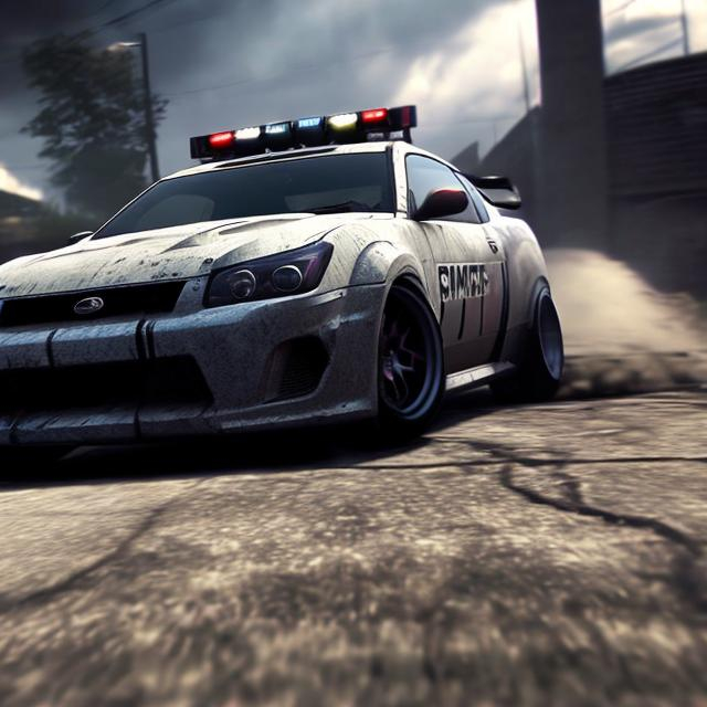 Prompt: car doing drift cool car with a lot of dust new car verision sport car escape from police need for speed action with soldiers call of duty inside the car