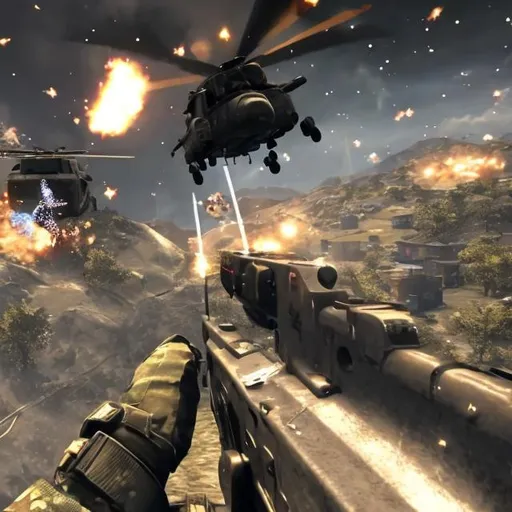 Prompt: call of duty mobile in battle jump from helicopter with phone and shine stars around at night 