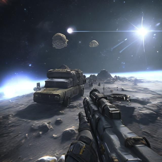 Prompt: call of duty mobile in space with stars neat 