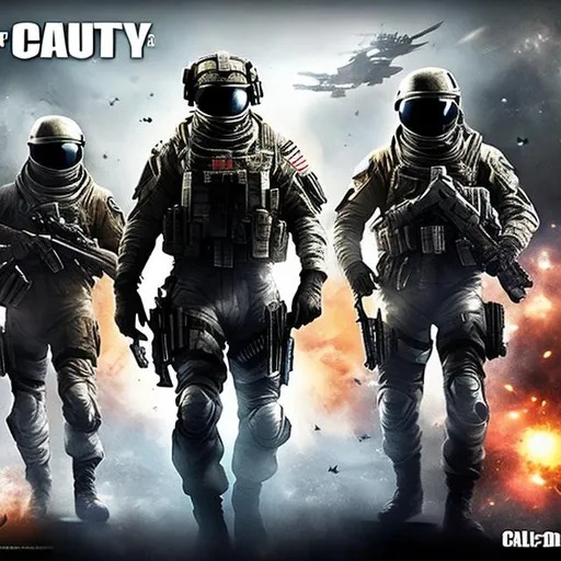 Prompt: call of duty mobile in space with stars neat soldiers skeen new 2023 with guns m4