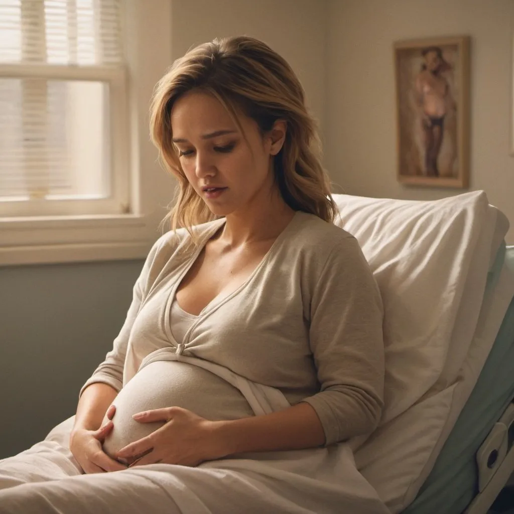 Prompt:  Pregnant Jessica Alba giving birth in a natural hospital setting, , emotional moment, realistic painting, ultra-detailed, maternity, natural birth, motherhood, Jessica Alba, , hospital, emotional, realistic, detailed, soft tones, warm lighting, labour pains, screaming