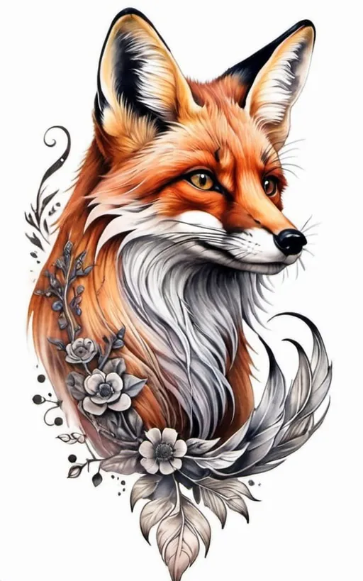Prompt: Tattoo of a fox, detailed, mystical