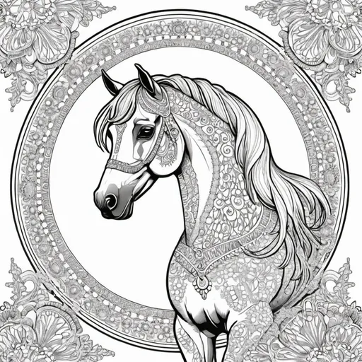 Prompt: Arabian horses mandala coloring pages

