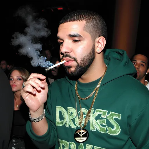 Prompt: Drake smoking weed