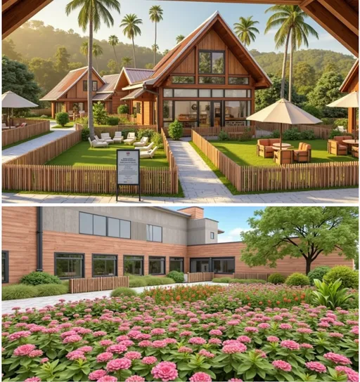 Prompt: create a simple and affordable floor plan of elderly wellness hub that has garden for recreational, spacious and accessible for pwds clients