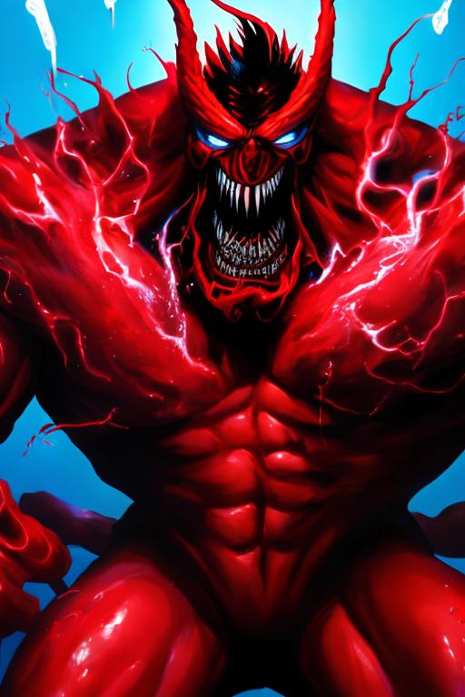 Prompt: Venomized red Hulk