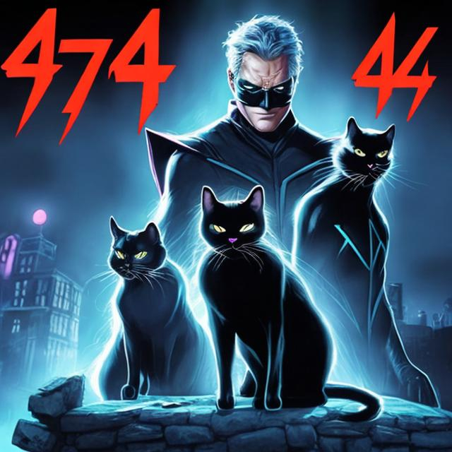 Prompt: anagram of 4 7 and 2 with black cat