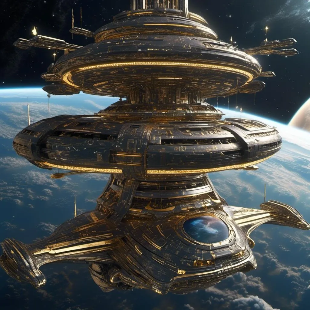 Prompt: <mymodel>(mymodel) futuristic space yacht, sleek design, adorned with gold accents, dynamic and elegant shape, (high-tech) atmosphere, (ultra-detailed) background of a starry galaxy, shimmering stars and nebulae, enhanced lighting effects, concept art vibe, luxurious and adventurous ambiance, (4K) cinematic quality, captivating vision of the future, golden highlights illuminating the scene.