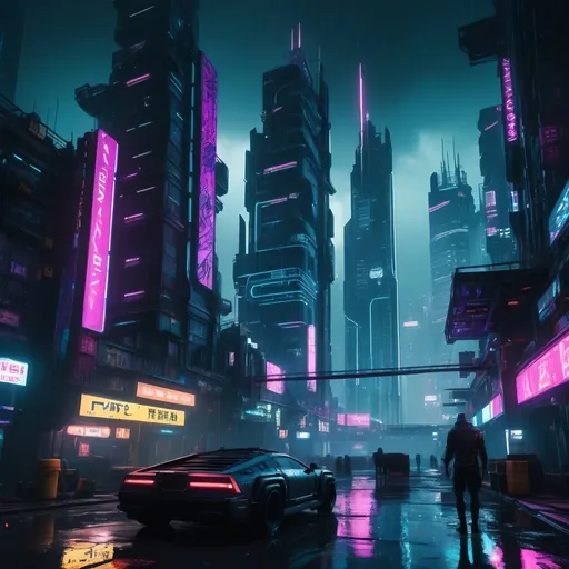 Prompt: (mymodel) cyberpunk city 2067, futuristic-sci-fi style, dark, moody color scheme, neon lights, towering skyscrapers, intricate details, rain-soaked streets, a bustling metropolis atmosphere, immersive depth, shadows, high-tech elements, glimmering reflections, ultra-detailed, 4K, captivating and atmospheric design.