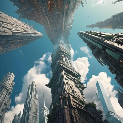 Prompt: <mymodel> skyscrapers of new York 2078 reaching into space looking up