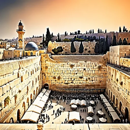 Prompt: western wall in israel breathtaking view
