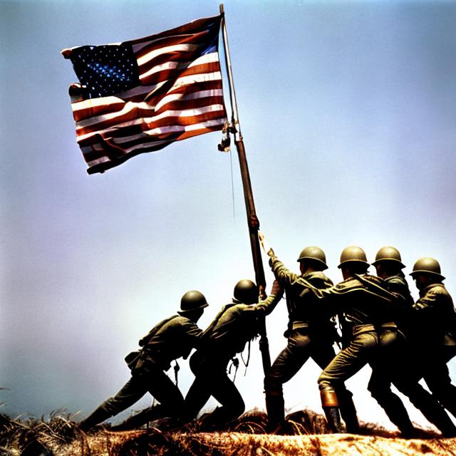 Prompt: raising the flag on iwo jima