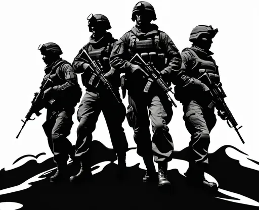 Prompt: "Logo of a group of military fighters in black"