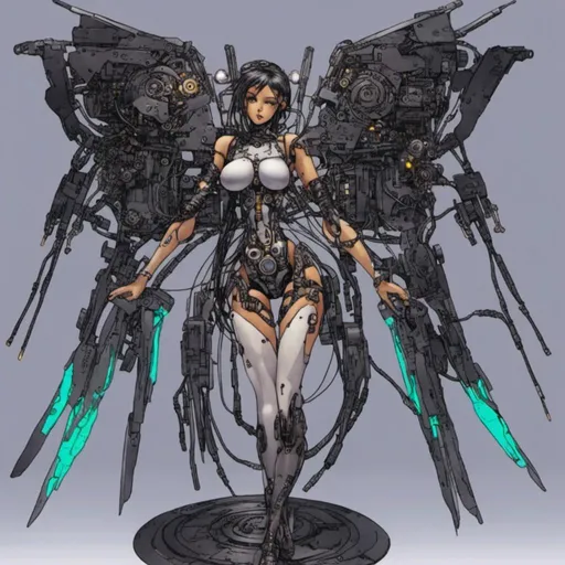 Prompt: <mymodel>cyberpunk girl covered in wires The cyberpunk glowing mechanical transformer wings Meca full angled body shot
