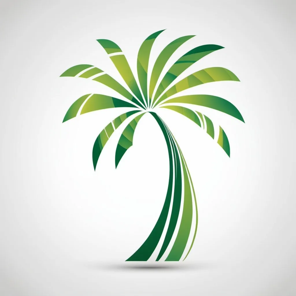 Prompt: Abstract palm tree with wavy lines underneath that wrap over top.  Make look like a logo.  Make more modern, simplify.  Make even more abstract.  Make color white