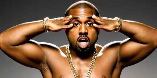 Prompt: Shocked Black Guy Meme but it is Kanye West doing the exact same pose