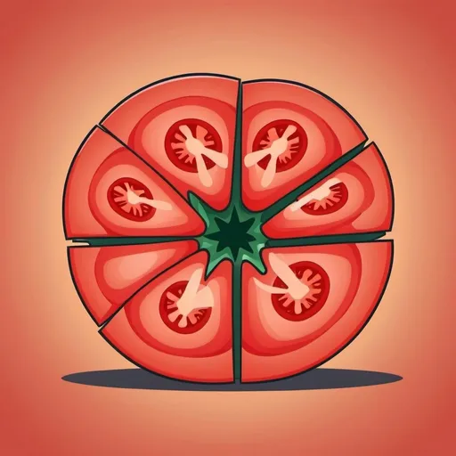 Prompt: sliced tomato inside,cartoon style,