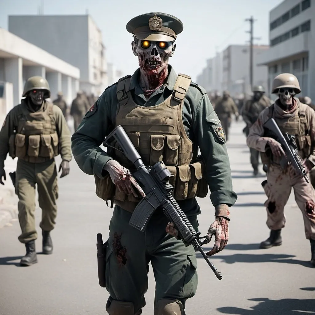 Prompt: genera un soldado de la marina en un apocalipsis zombie estilo realista