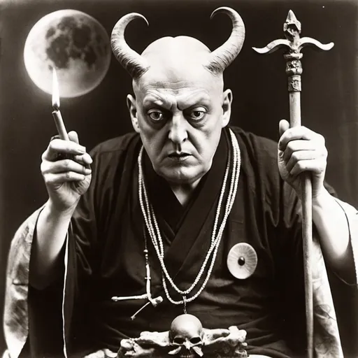 Aleister Crowley evoking a Japanese demon