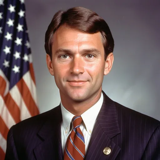 Prompt: make a photo of fictional congressman age 40 at 1990s