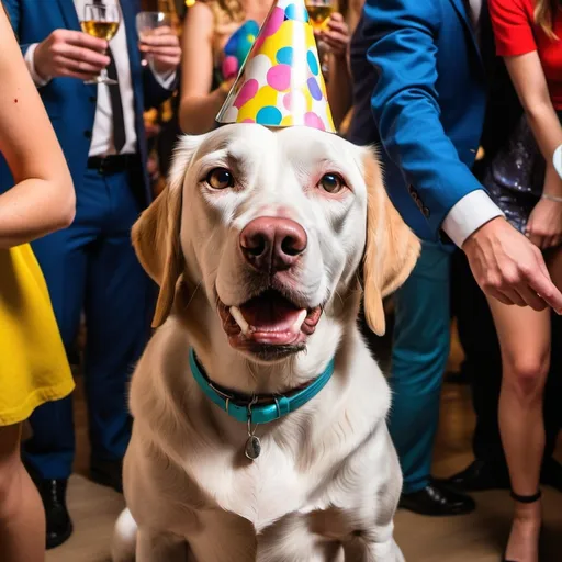 Prompt: A dog in a party that