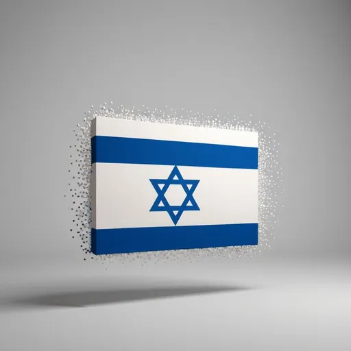 Prompt: Small dots and lines that become the Israeli flag in three dimensions