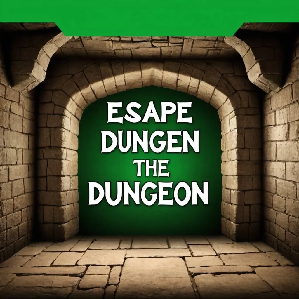 Prompt: Can you make an image of the words saying "Escape The Dungeon" With a green screen behind the words