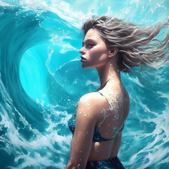 Prompt: aesthetic women and ocean realistic art
