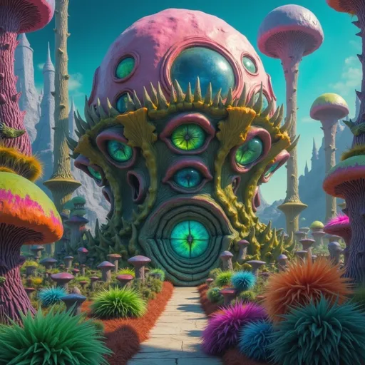 Prompt: garden on an alien planet, colorful, plant life, trippy, loom