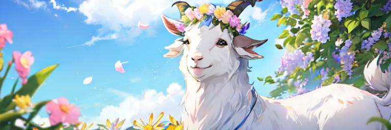 Prompt: goat with flower crown