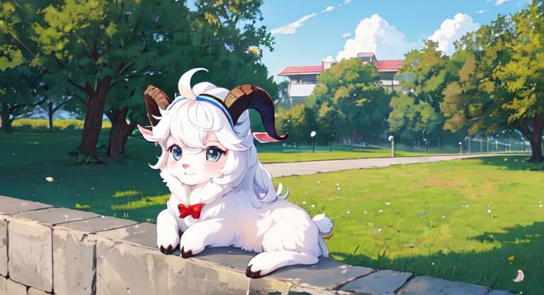 Prompt: anime goat girl cute
