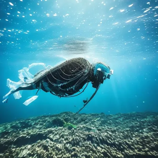 Prompt: campaign to raise awareness about ocean pollution and inspire people to act by becoming "Ocean Heroes".
educational content about the impact of plastic pollution on the environment and highlight the work of The Ocean Cleanup in developing advanced technologies to clean up the ocean