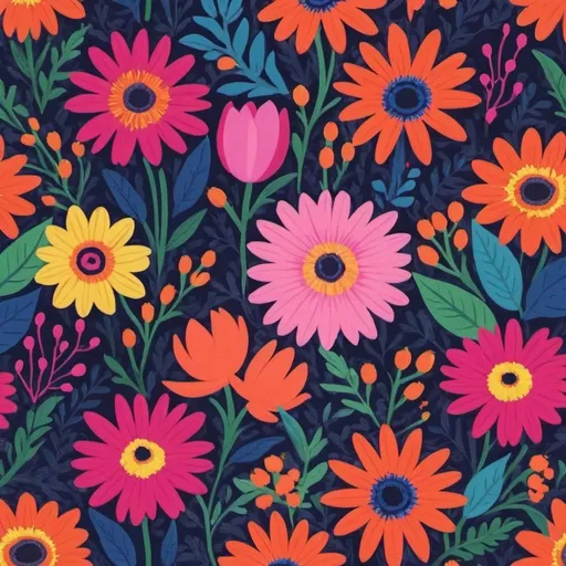 Prompt: vibrant flowers in the style of rifle and co