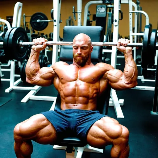 Prompt: A bodybuilder benching 225