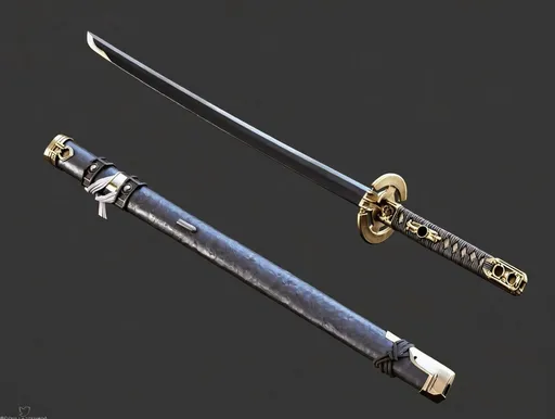 Prompt: have the katana and the scabbard in the exact same picture