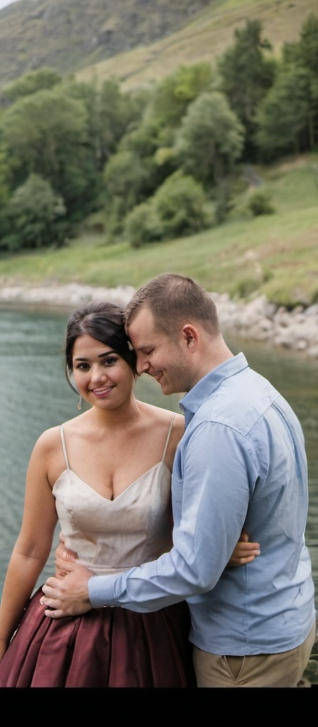 Prompt: A loving portrait of the couple in a scenic location.