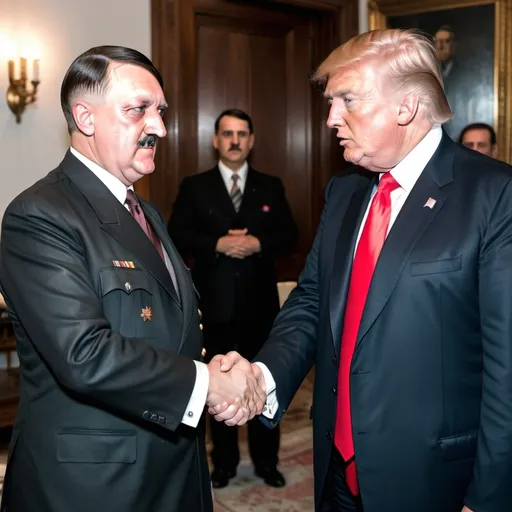 Prompt: Hitler shake hand with trump