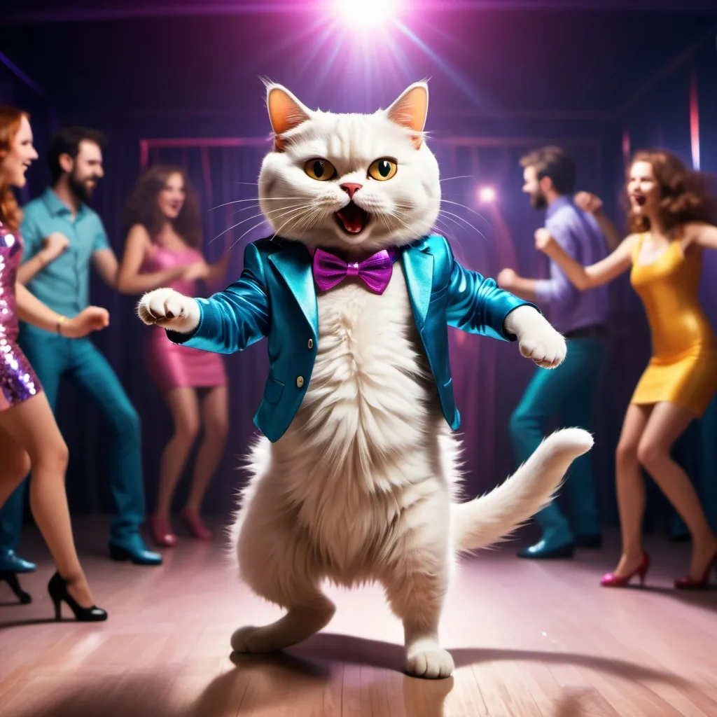 Prompt: A cat danceing at the disco