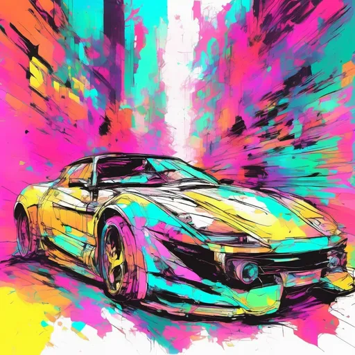 Prompt: vibrant inkpunk style photo of a sports car