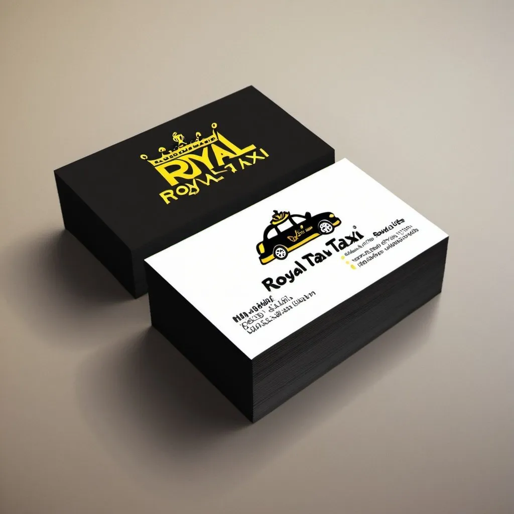 Prompt: Business card for Royal Taxi and Mini bus services 