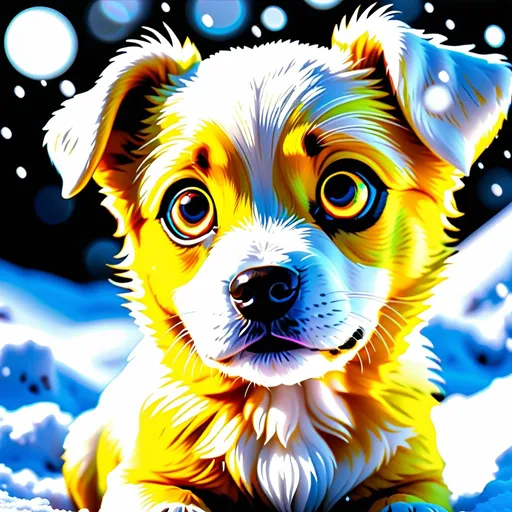Prompt: A florescent yellow puppy. Adorable.

Snow setting.

Utilize a DSLR camera to meticulously capture every intricate detail, producing a dynamic portrait that exudes an epic aesthetic. Employ HDR and long shot techniques to enhance realism and depth, resulting in a masterpiece of unparalleled quality and resolution, worthy of admiration as a true work of art.

