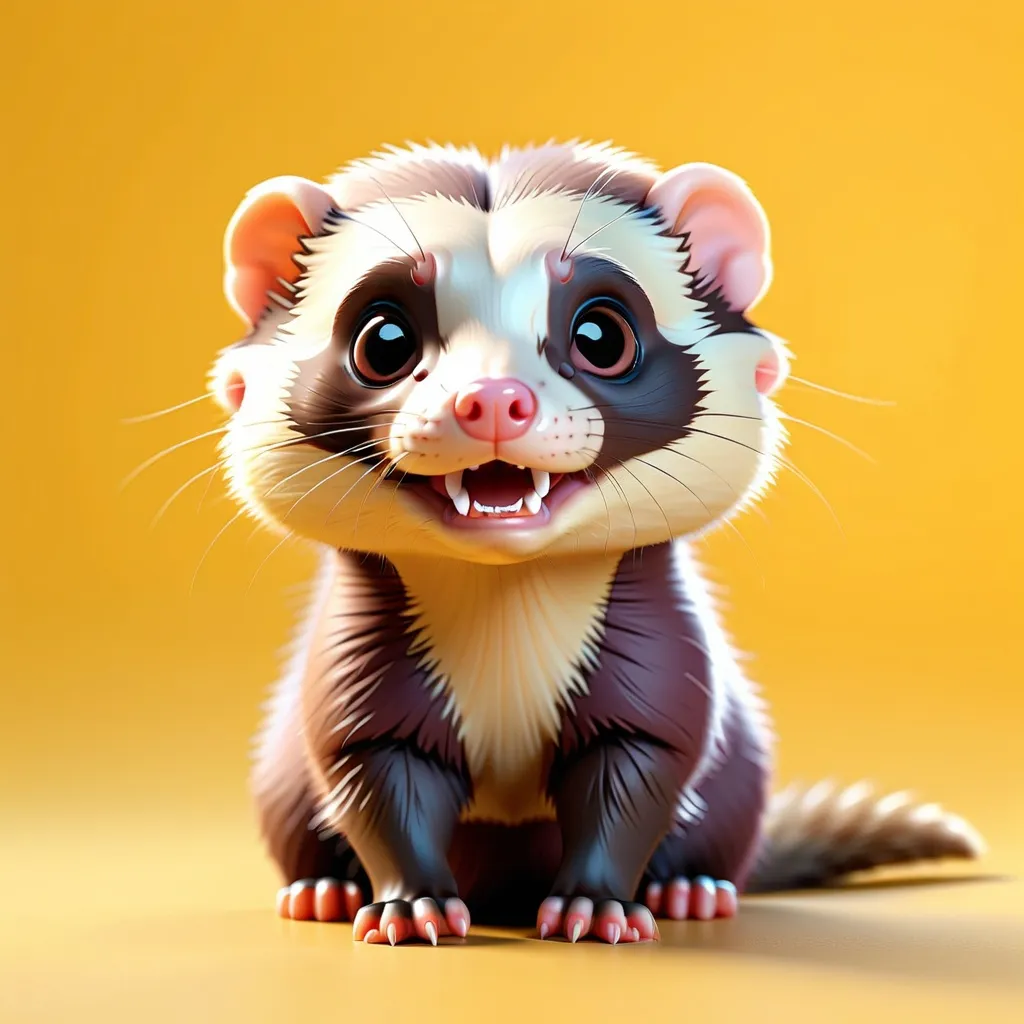 Premium Photo | A cute and happy ferret with eyes wide open in cartoon style