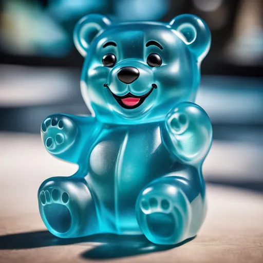 Prompt: A huge 3D pastel blue gummy bear with a crazy smile 

Utilize a DSLR camera to meticulously capture every intricate detail, producing a dynamic portrait that exudes an epic aesthetic. Employ HDR and long shot techniques to enhance realism and depth, resulting in a masterpiece of unparalleled quality and resolution, worthy of admiration as a true work of art.
