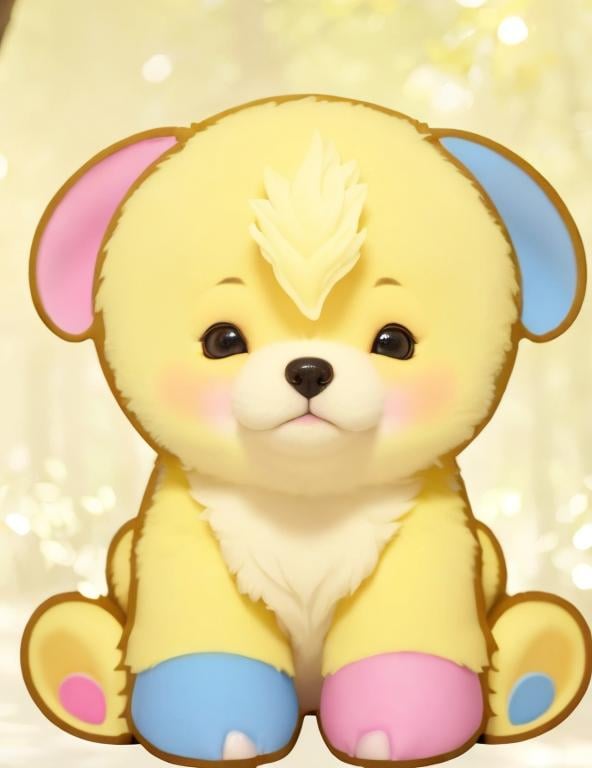 Prompt:  pastel yellow puppy,highly detailed, intricate, big eyes, adorable, beautiful, soft dramatic lighting, light shafts, radiant, ultra high-quality octane render, daytime forest background,bokeh, hypermaximalist, bright lighting