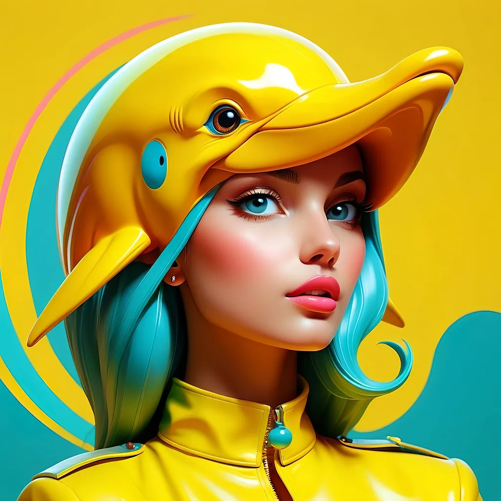 Prompt: Yellow dolphin in Aries Moross art style