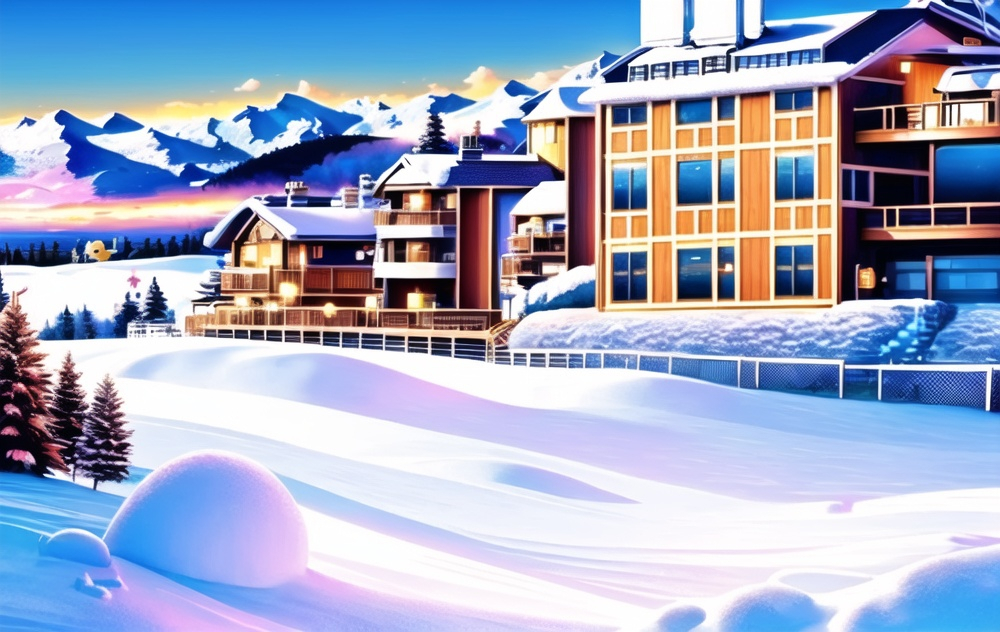 Prompt: The Ski Village, situated on the western side of Club Penguin Island, houses key structures like the Ski Lodge, Everyday Phoning Facility, and formerly the Sport Shop. Paths from here led to the Puffle Wild.

