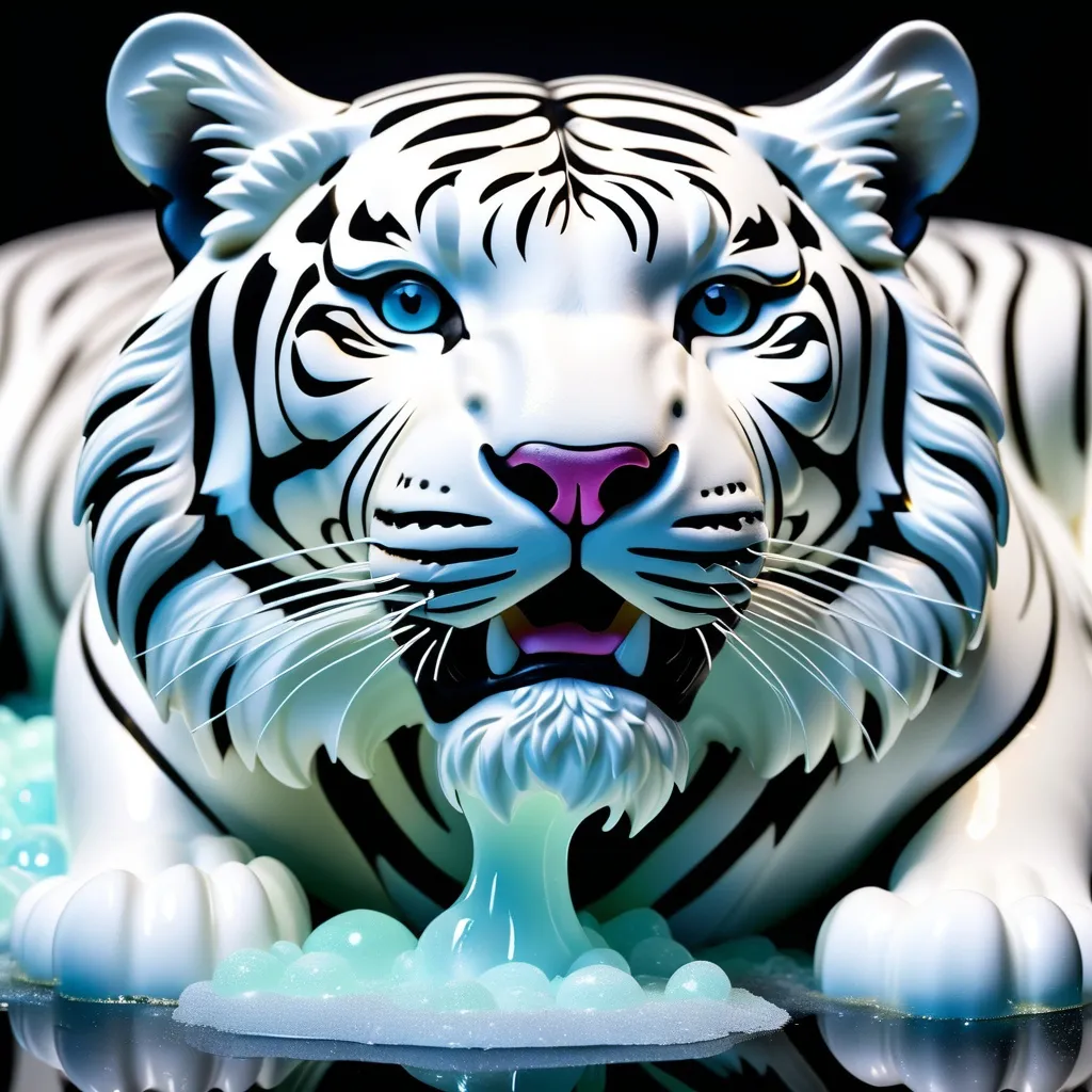 Prompt: A huge 3D white jello tiger with a metallic background.

Utilize a DSLR camera to meticulously capture every intricate detail, producing a dynamic portrait that exudes an epic aesthetic. Employ HDR and long shot techniques to enhance realism and depth, resulting in a masterpiece of unparalleled quality and resolution, worthy of admiration as a true work of art.