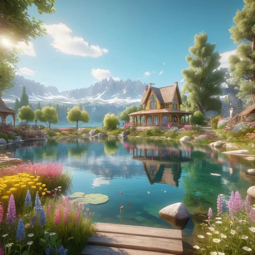 Prompt: A natural lake surrounded by wildflowers against a backdrop of whimsical vintage decor.

8K --s99500, artstation, crystal clear, masterpiece, stunning quality, 64K, HDR, UHD.