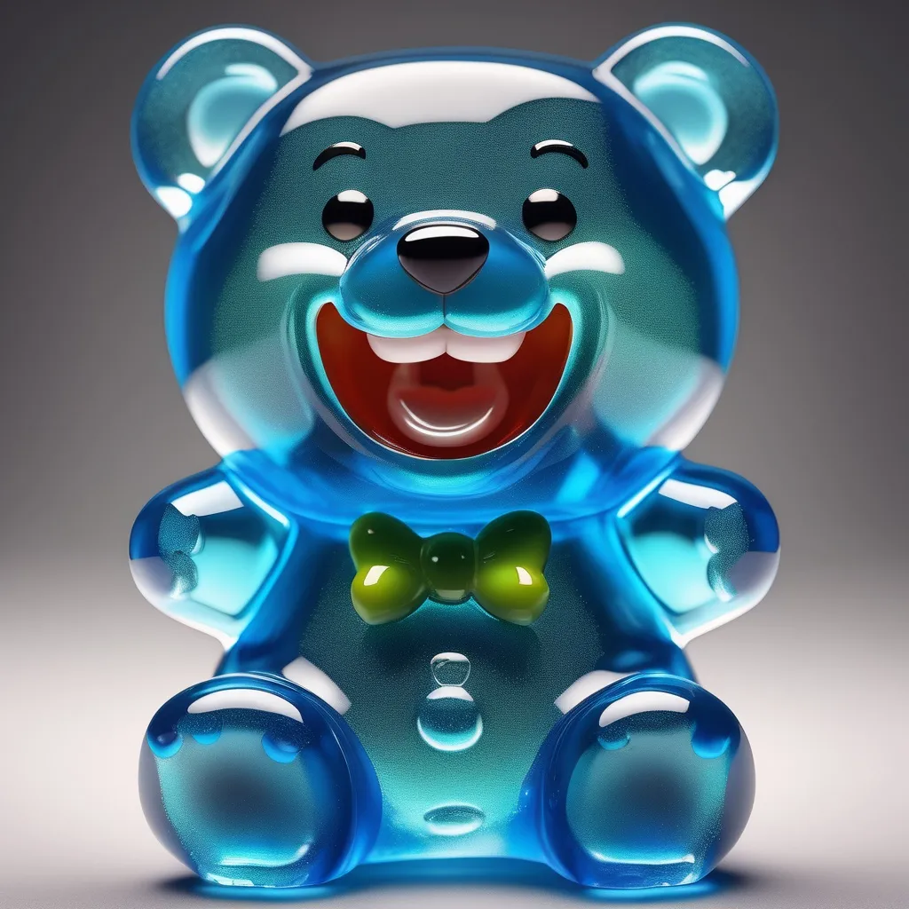 Prompt: A huge 3D pastel blue gummy bear with a crazy smile 

Utilize a DSLR camera to meticulously capture every intricate detail, producing a dynamic portrait that exudes an epic aesthetic. Employ HDR and long shot techniques to enhance realism and depth, resulting in a masterpiece of unparalleled quality and resolution, worthy of admiration as a true work of art.
